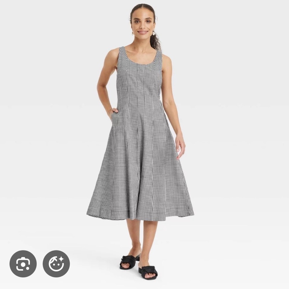 a new day Black and White Midi Dress